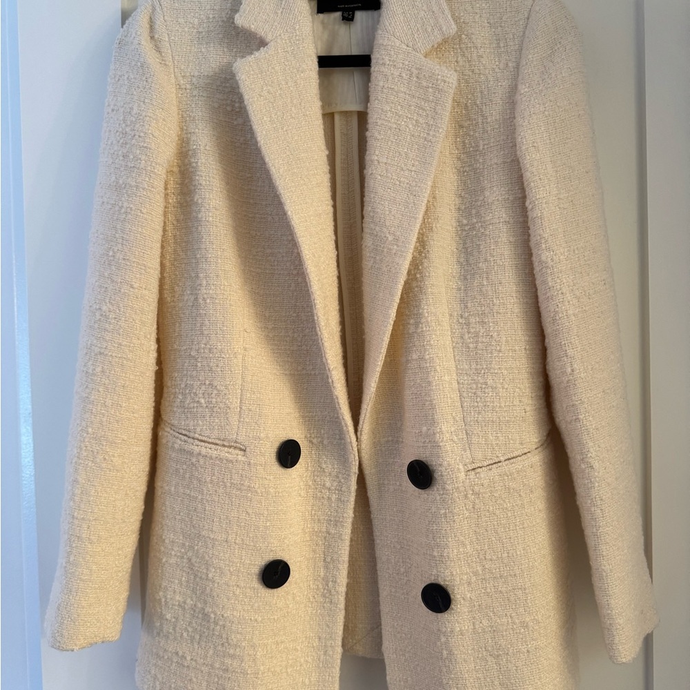 Elegant Cream Double-Breasted Women's Blazer